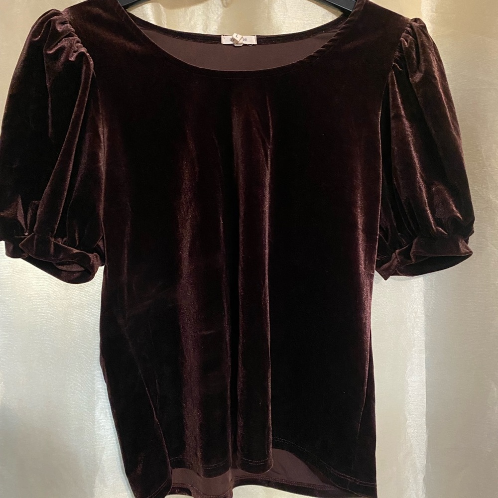 Maurices Velvet Puff Sleeve Blouse - Burgundy